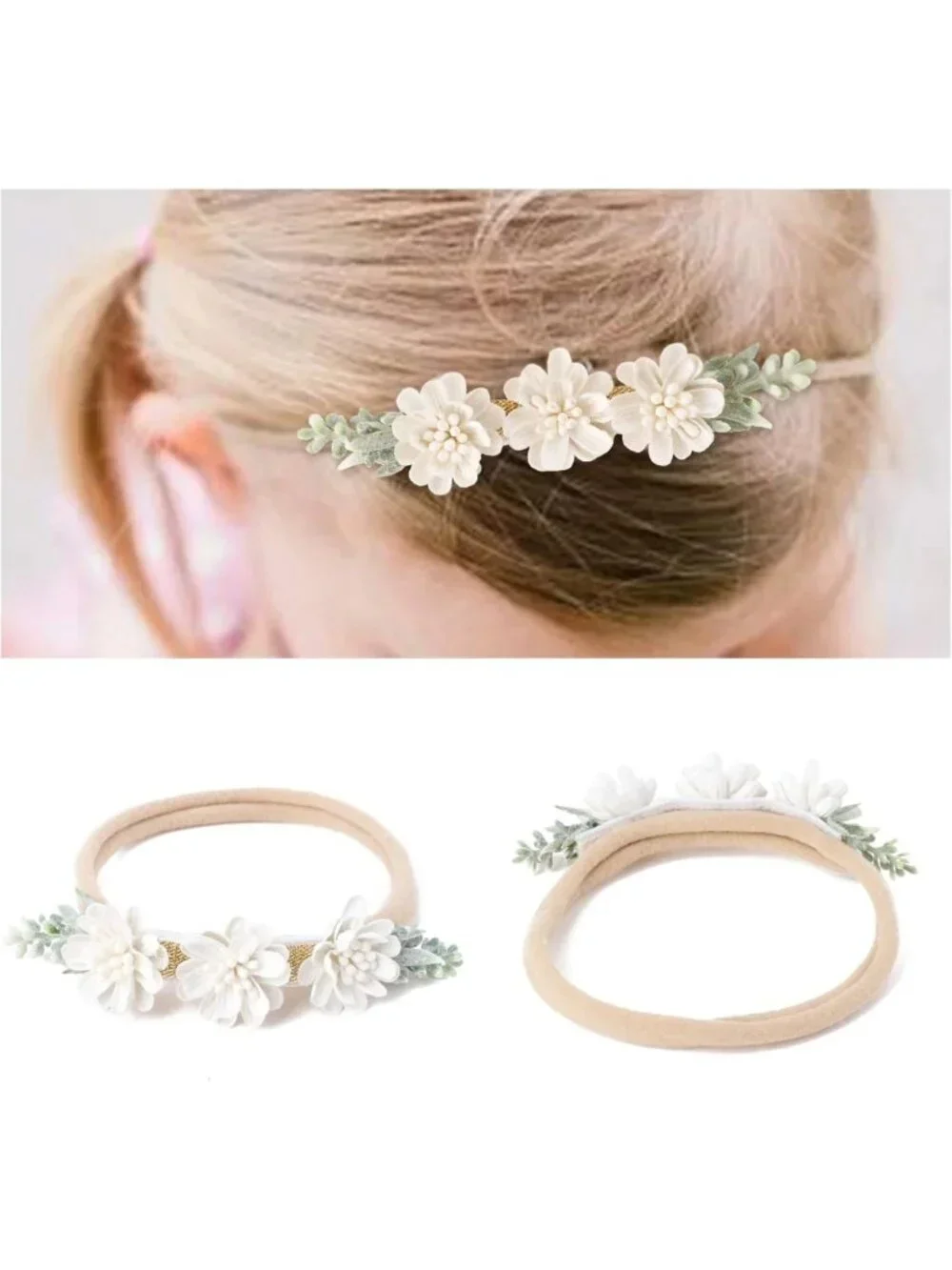 6pcs Baby Flower Headbands for Newborns & Toddlers - Elastic Hair Bows